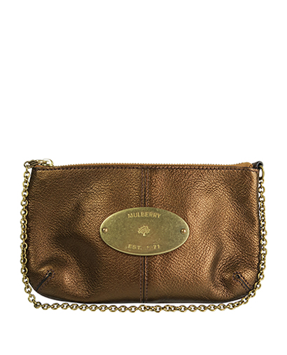 Metallic Chain Pochette, &pound;75, Handbags, Gold, Leather, Front view
